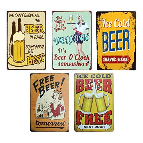 dodtazz ブリキ ヴィンテージ 看板 アメリカン レトロ インテリア 壁掛け アンティーク調 (ビール （A）)