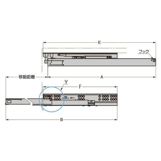 190-032-437 LAMP スガツネ工業  スライドレール セルフ＆ソフトクロージング機構付 底付けタイプ 品番 2020-350 レール長さ(E) 350 3段引｜abcshop-yh-ten｜06