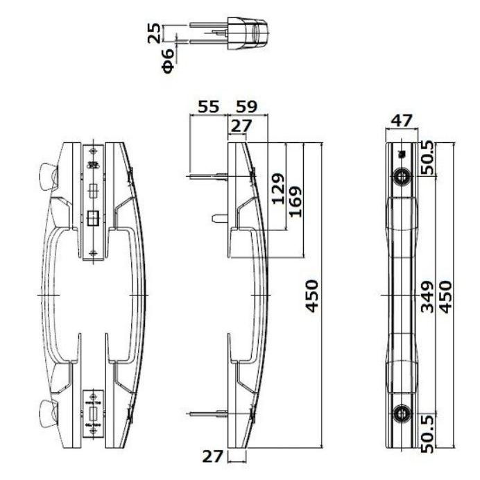 HH3K15734　YKK　玄関ドア　交換用シリンダー錠　プッシュプルグリップ錠