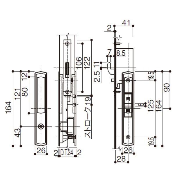 YKK AP HHJ-0503U5 玄関引戸 戸先内外締り錠 U5仕様 玄関引戸