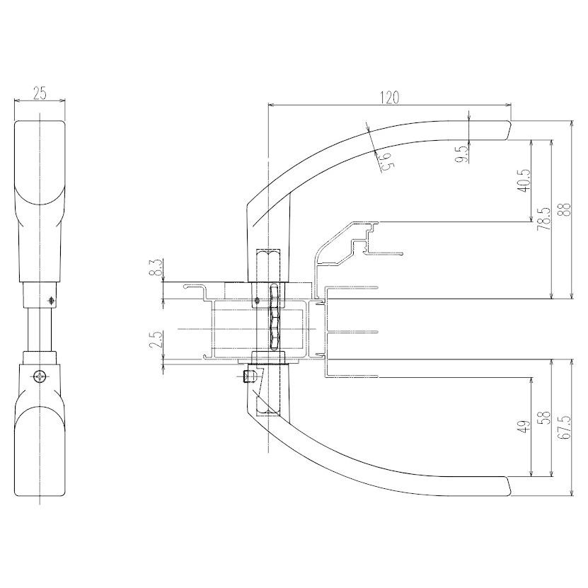 YKK AP V1HHN0011 YKKap レバーハンドル N0011 DT30mm【左右兼用