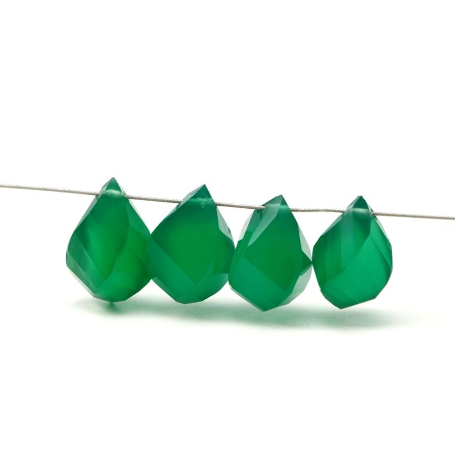 グリーンオニキス 12×7×7-11×6×6mm ツイスト ビーズ バラ売り 緑メノウ
