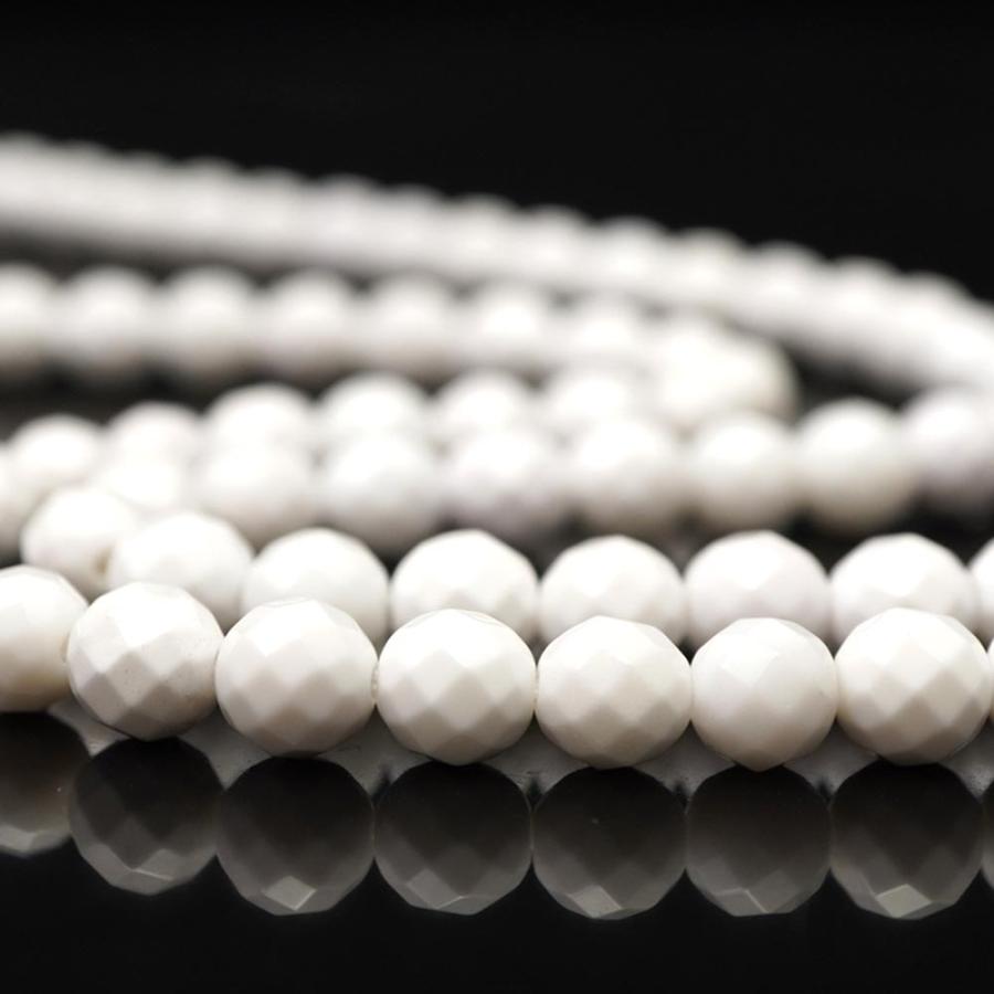 ホワイトオニキス 6mm 64面カット ビーズ 連売り 約38cm 白メノウ