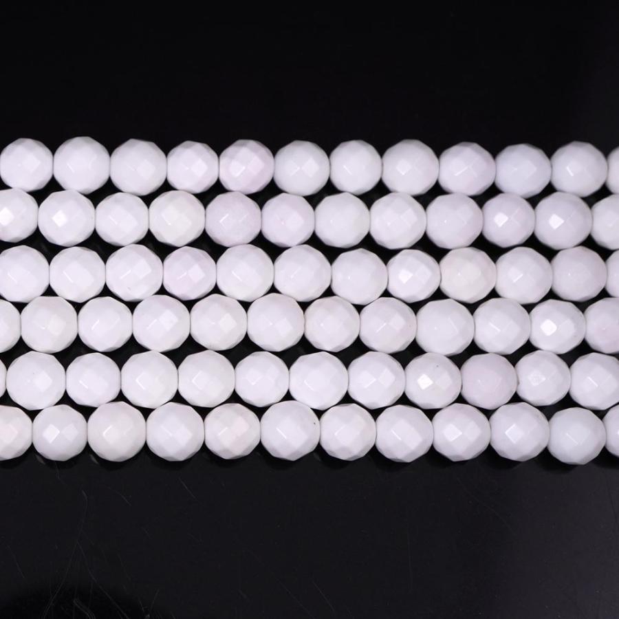 ホワイトオニキス 6mm 64面カット ビーズ 連売り 約38cm 白メノウ