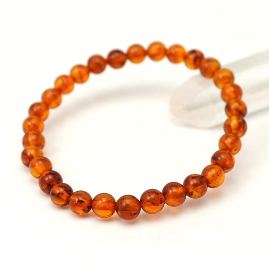 アンバー 6mm 丸玉 ブレスレット アクセサリー 内周 約16cm 琥珀