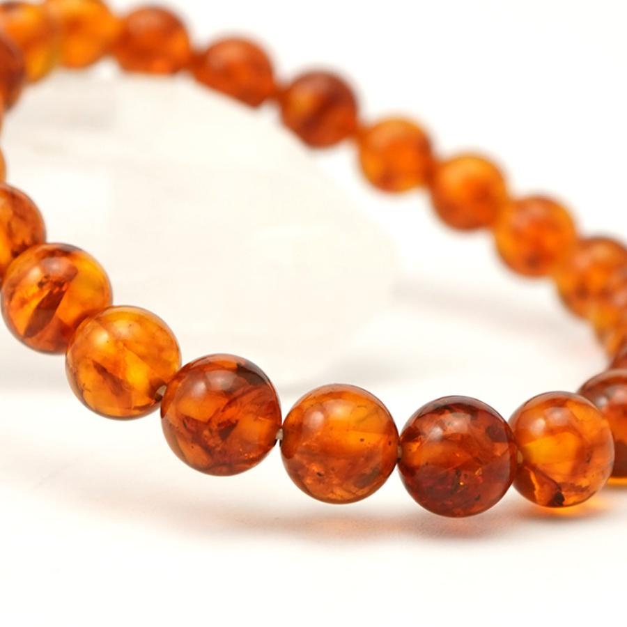 アンバー 8mm 丸玉 ブレスレット アクセサリー 内周 約16cm 琥珀