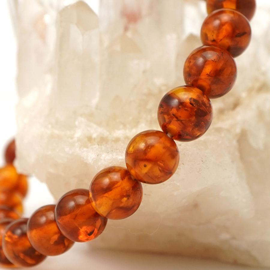 アンバー 8mm 丸玉 ブレスレット アクセサリー 内周 約16cm 琥珀