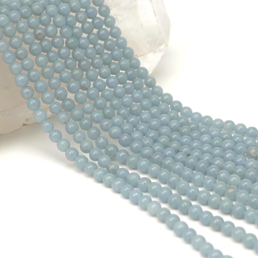 エンジェライト 4mm 丸玉 ビーズ 連売り 約38cm 天使の石 天然石  