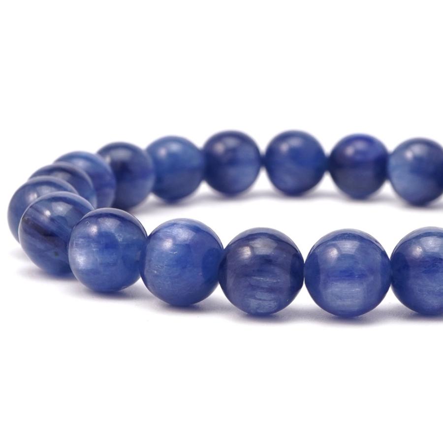 カイヤナイト 8mm 丸玉 ブレスレット アクセサリー 内周 約16cm 藍晶石 