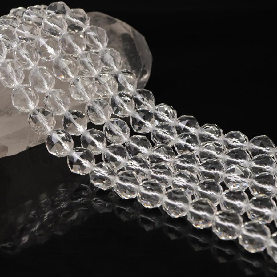 水晶 10mm スターカット ビーズ 連売り 約38cm クリスタル 天然石 石 丸 玉 連 手芸 ハンドメイド アクセサリー パーツ 素材 10ミリ_2
