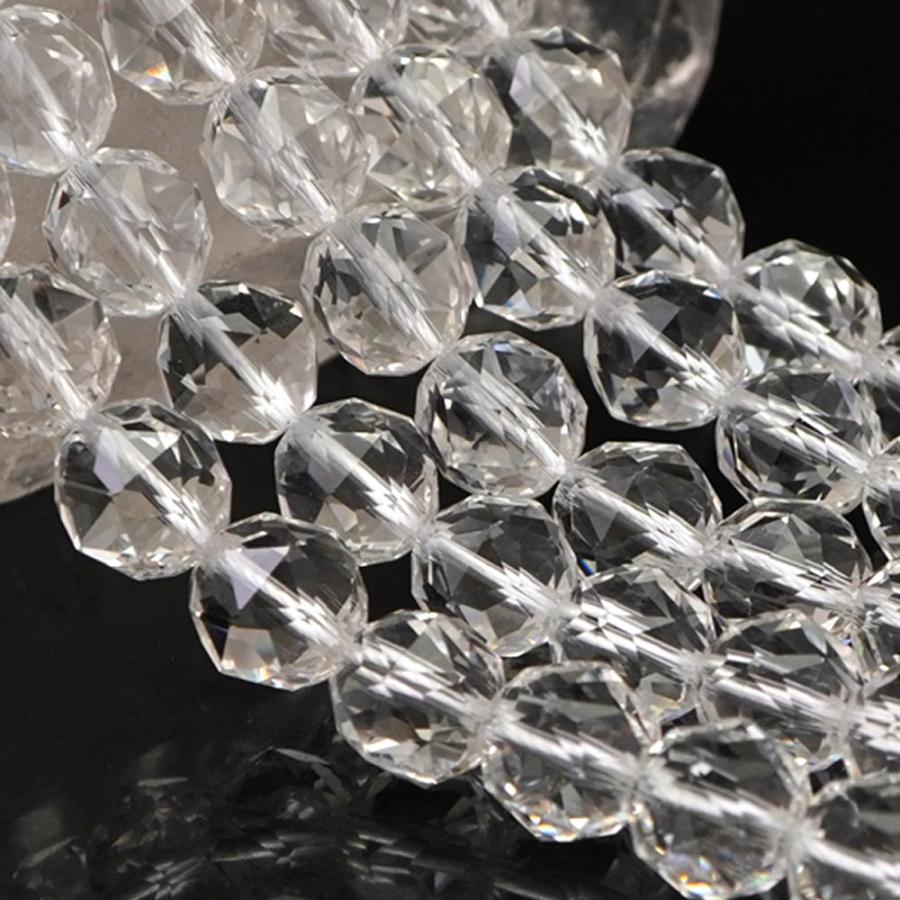 水晶 10mm スターカット ビーズ 連売り 約38cm クリスタル 天然石 石 丸 玉 連 手芸 ハンドメイド アクセサリー パーツ 素材 10ミリ_3