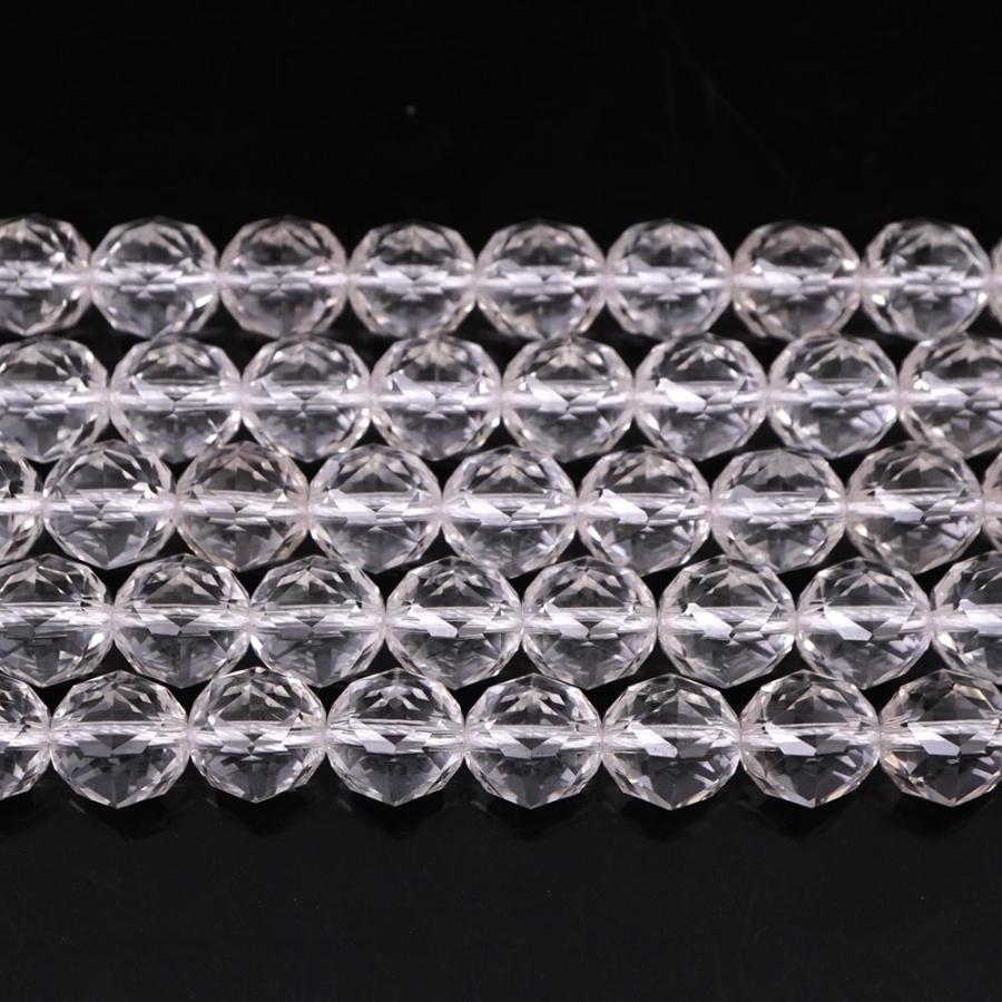 水晶 10mm スターカット ビーズ 連売り 約38cm クリスタル 天然石 石 丸 玉 連 手芸 ハンドメイド アクセサリー パーツ 素材 10ミリ_4
