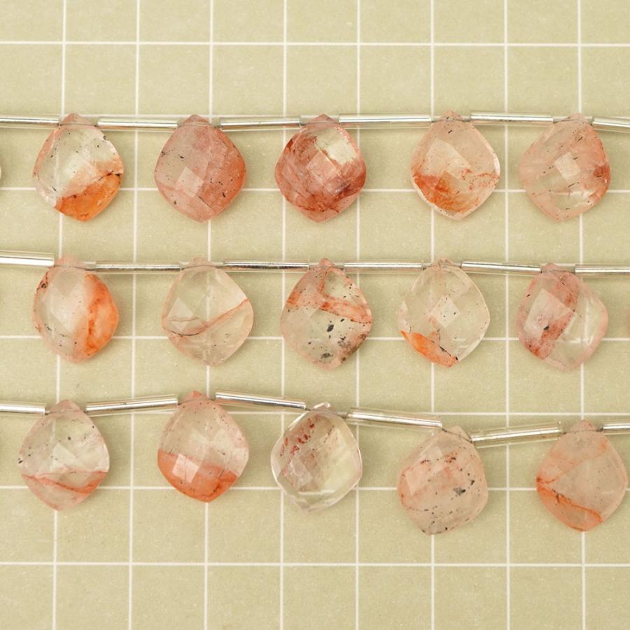 赤マニカラン水晶 14×12×5-13×11×5mm ダイヤファセット ビーズ 1粒売り 