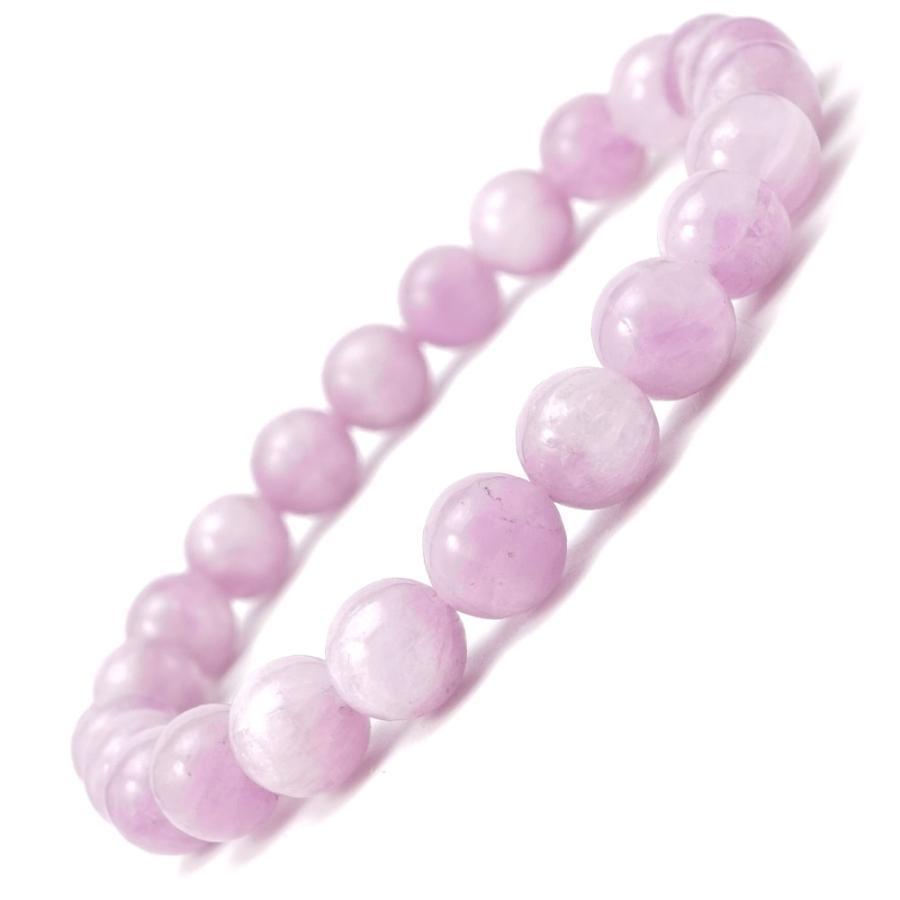 クンツァイト 8mm 丸玉 ブレスレット アクセサリー 内周 約16cm リシア