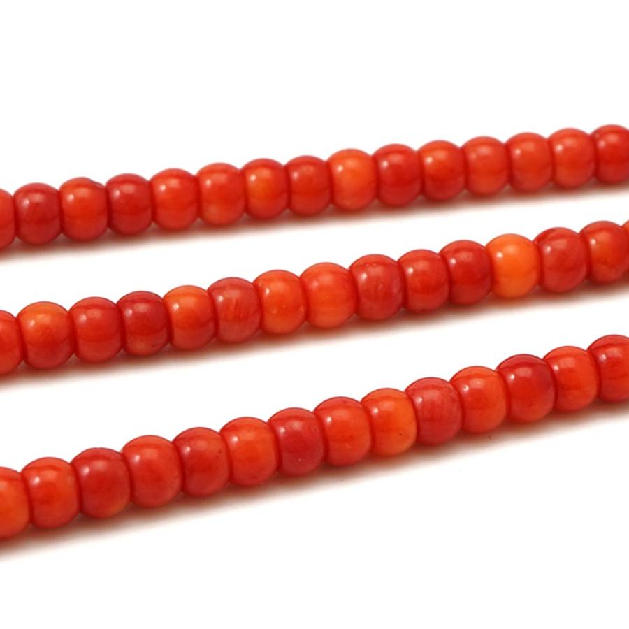 レッドコーラル 5×3mm ボタン ビーズ 連売り 約38cm 赤サンゴ 天然石