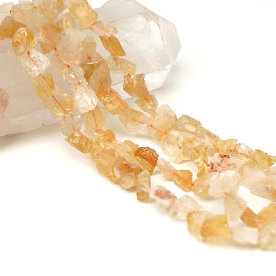 シトリン 11×9×6-8×6×5mm ラフロック ビーズ 連売り 約38cm 黄水晶