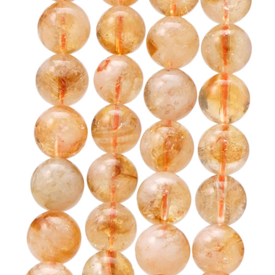 淡雪シトリンファントム 10mm 丸玉 ビーズ 連売り 約38cm 虹入り 