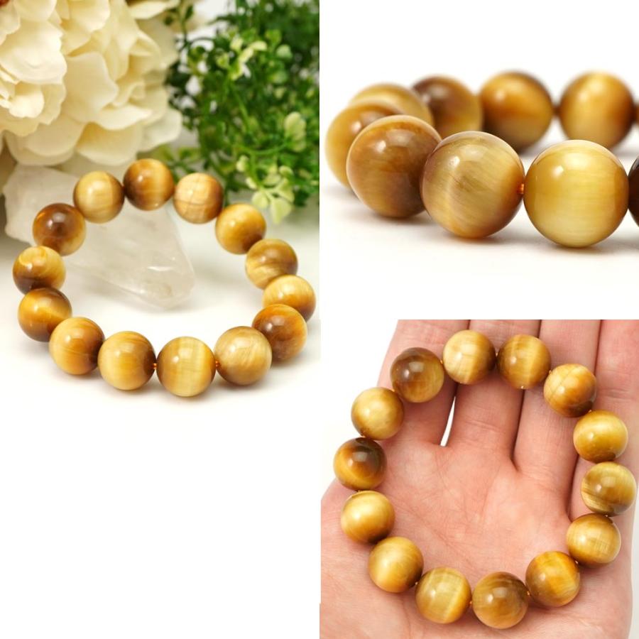 ゴールデンタイガーアイ 14mm 丸玉 ブレスレット アクセサリー 内周 約 