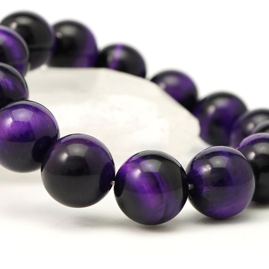 パープルタイガーアイ 14mm 丸玉 ブレスレット アクセサリー 内周 約