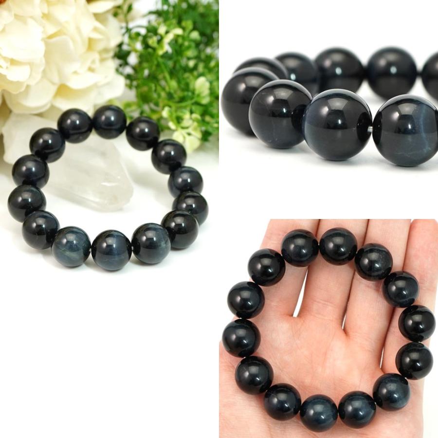 ホークスアイ 14mm 丸玉 ブレスレット アクセサリー 内周 約16cm 鷹眼