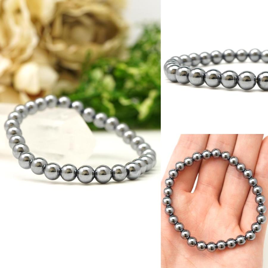テラヘルツ 6mm 丸玉 ブレスレット アクセサリー 内周 約16cm 