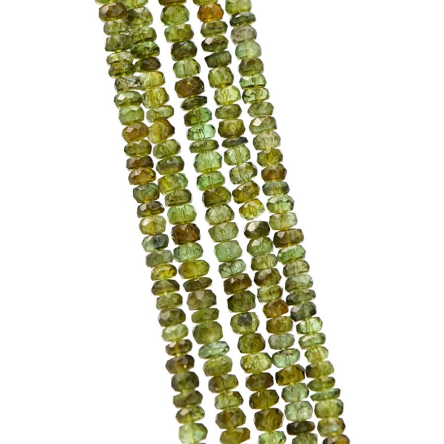 グリーントルマリン 3×2mm ボタンファセット ビーズ 連売り 約38cm 