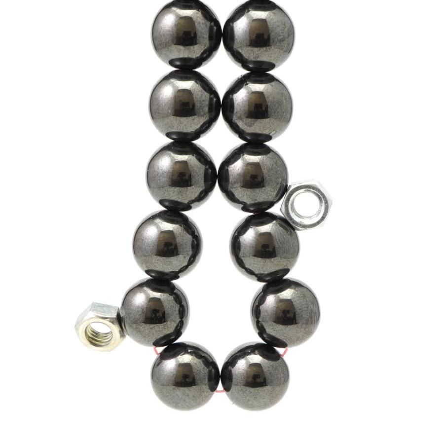 ヘマタイト 12mm 丸玉 ビーズ 連売り 約38cm マグネット 天然石 