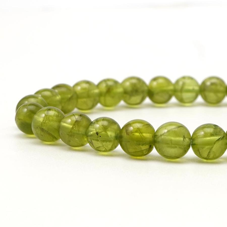 ペリドット 6mm 丸玉 ブレスレット アクセサリー 内周 約16cm 8月 