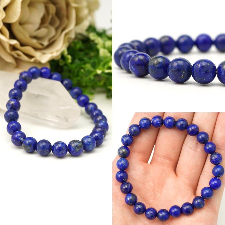 ラピスラズリ 8mm 丸玉 ブレスレット アクセサリー 内周 約16cm 瑠璃