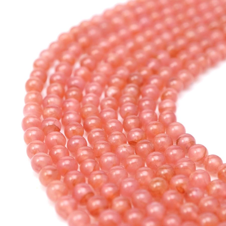 ロードクロサイト 4mm 丸玉 ビーズ 連売り 約38cm インカローズ ペルー  