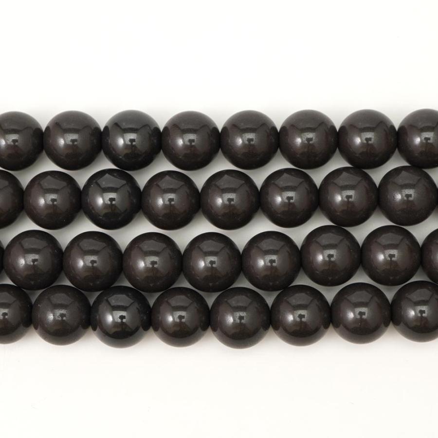 北投石 12mm 丸玉 ビーズ 連売り 約38cm ブラック 染め 天然石 