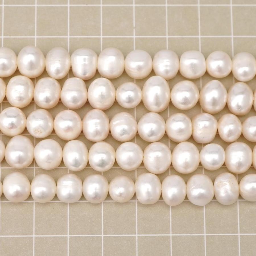 淡水真珠ポテト7~8mm ホワイト 1連(約37cm)