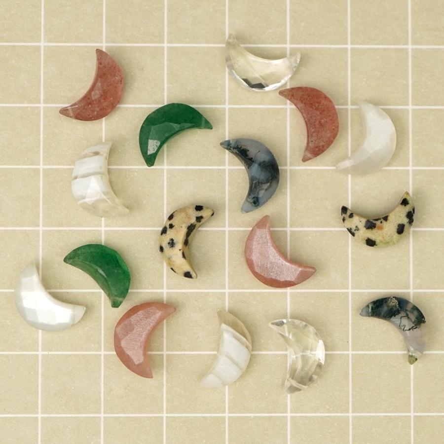 天然石 選べる ムーン カット ビーズ 11種 1粒売り 月型 原石 粒 バラ 