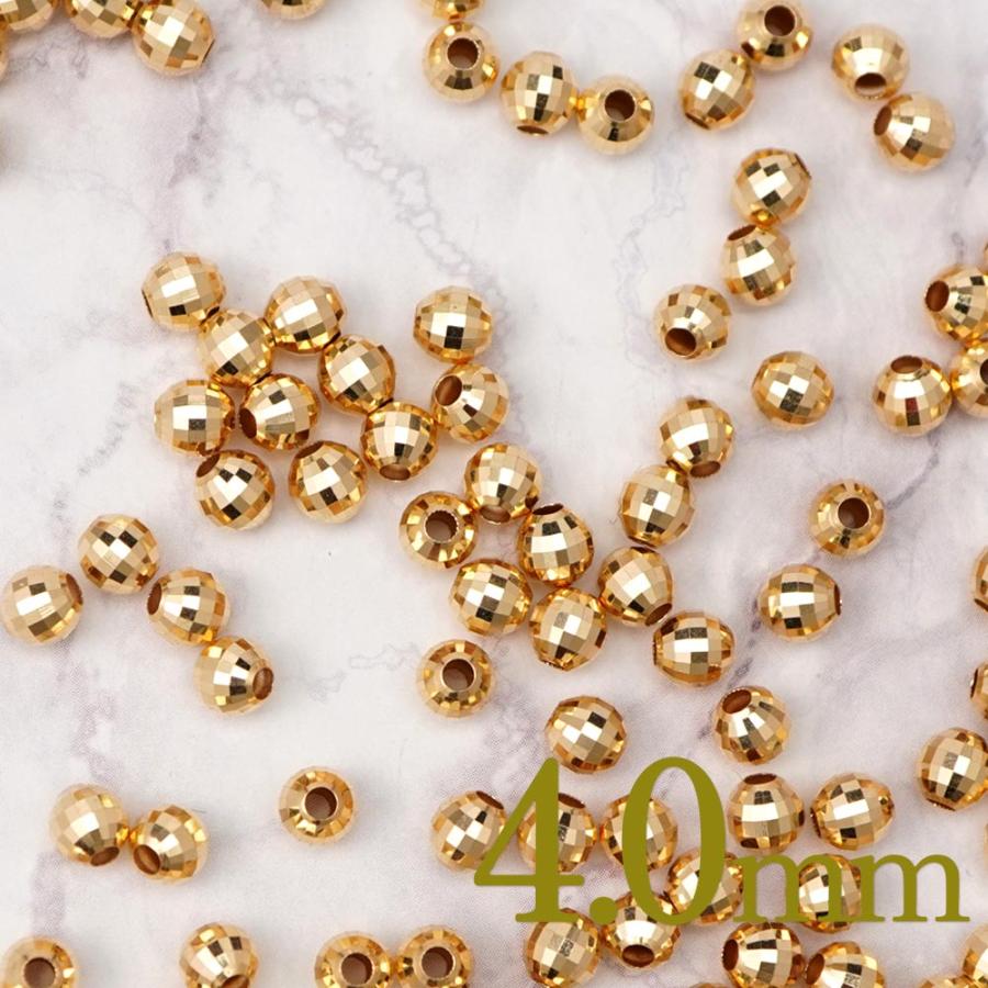 18金 ゴールド ミラーボール 4mm ビーズ 中空 1粒 バラ売り YG 18K 
