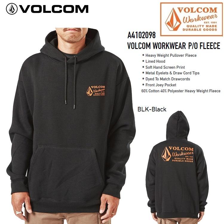 VOLCOM ボルコム 【 WORKWEAR PULLOVER FLEECE　】 A4102098  BLK　ワークウエア　プルオーバー パーカー フリース ボルコム 日本正規品｜abeam-shop｜02