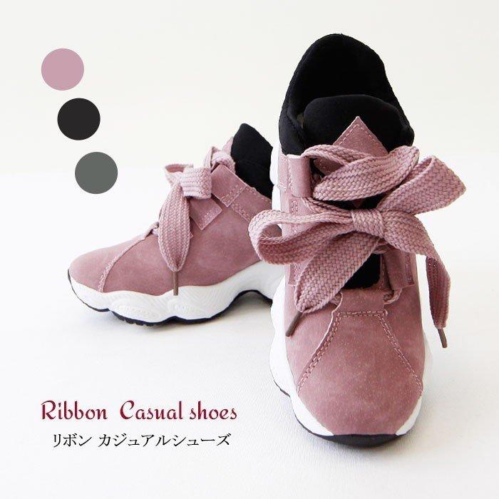 リボン スニーカー 厚底 履きやすい レディース 可愛い 靴 シューズ カジュアルシューズ ブラック ピンク グレー 小さいサイズ 大きいサイズ Pa アビームストア 通販 Yahoo ショッピング