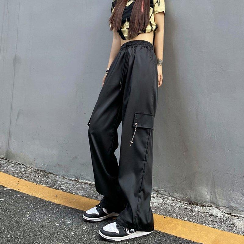 最高品質の ヒップホップ 運動パンツ ストレートパンツ レディース 原宿風 ズボン カーゴパンツ ダンスウェア Hiphop ステージ 公演服 カジュアル ゆったり 女性用