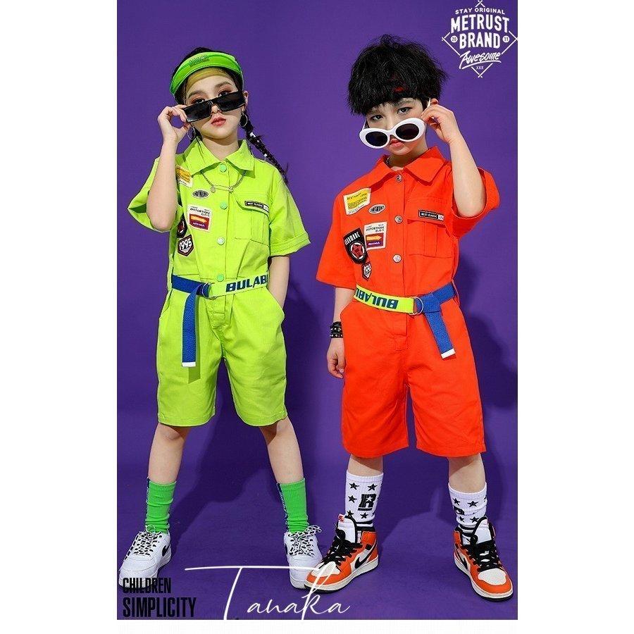 つなぎ キッズ ヒップホップ ファッション キッズダンス衣装 作業服 オーバーオール 派手 黄緑 オレンジ N030ojmefz ベビー キッズ マタニティ Www Tizianapepe It