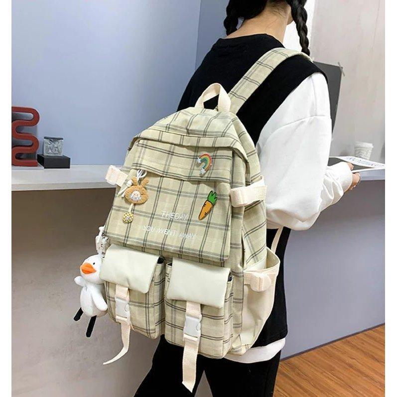 リュック 通学 4点セット 女の子 小学生 中学生 おしゃれ ジュニア 女の子 リュック 遠足 チェック柄 大きさ 大容量 多収納 軽量 リュクサック トートバッグ P アビームストア 通販 Yahoo ショッピング