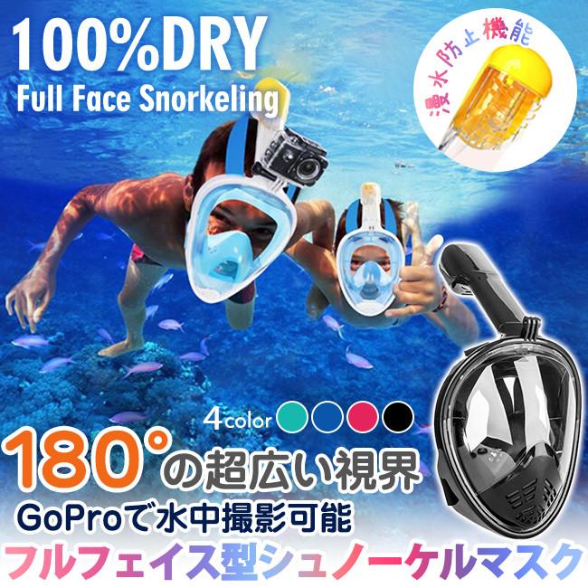 シュノーケルマスク フルフェイス型 マリン スポーツ 180度視野 マスク