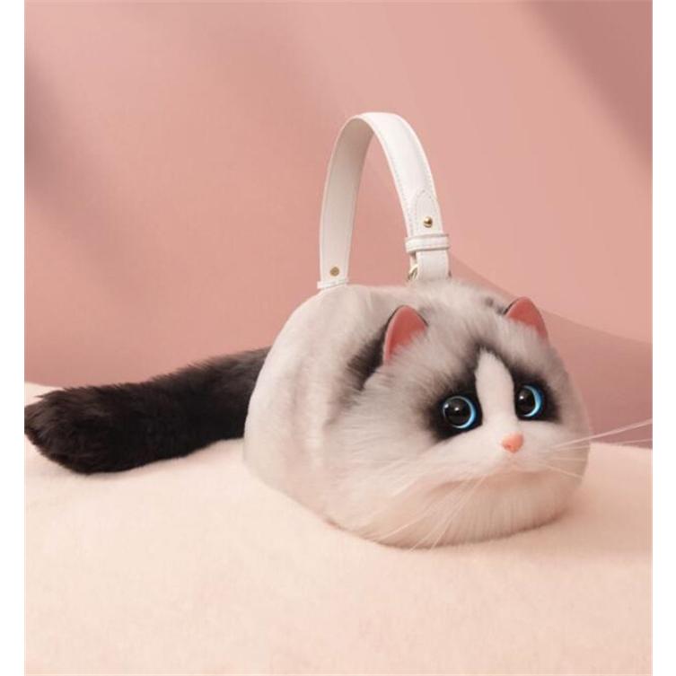 ショルダーバッグ ねこ 猫耳 シャム猫 猫 がま口 バッグ レディース 猫