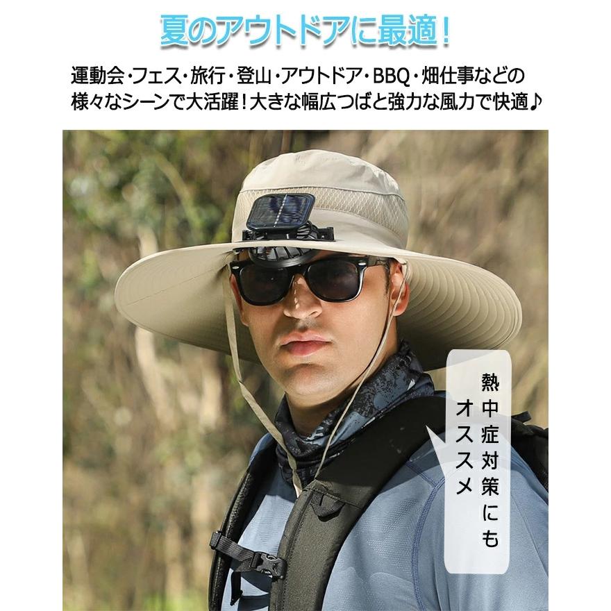 ファン付き帽子 日よけ帽子 ファン帽子 扇風機付き 帽子 1ファン付き ソーラー+USB充電