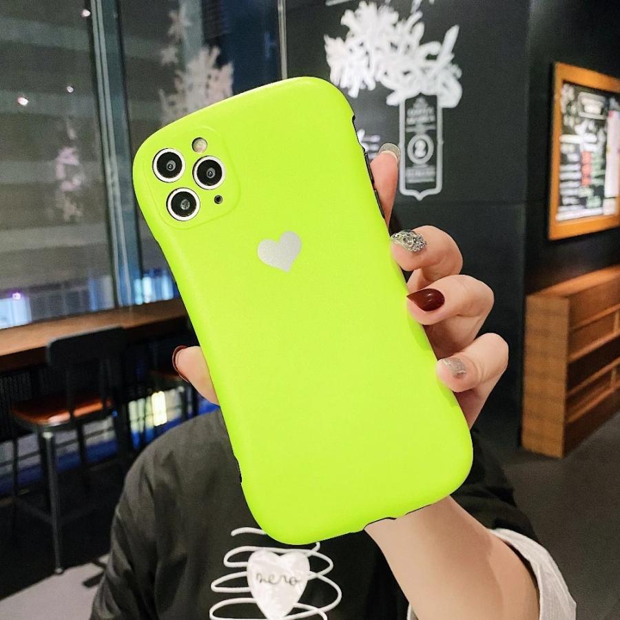 iPhone12ケース iPhone11 ビビッドカラー 蛍光 派手 韓国 ハート 