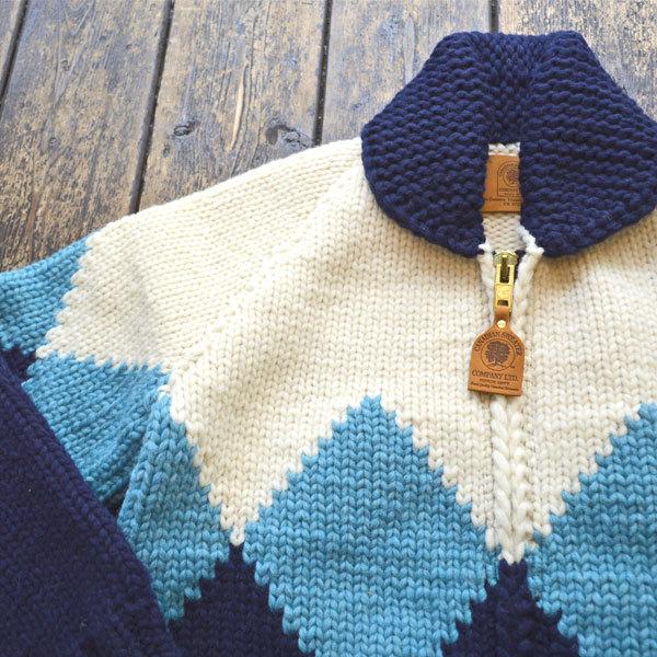 カナディアンセーター Canadian Sweater MALIBU別注 カウチンセーター DIAMOND IVORY/SKY BLUE