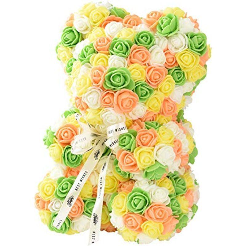 贈答品 ローズ ベアー カラフル フラワー くま ぬいぐるみ 薔薇 造花 枯れない 花 バラ 母の日 クリスマス プレゼント 出産祝い 結婚祝い お