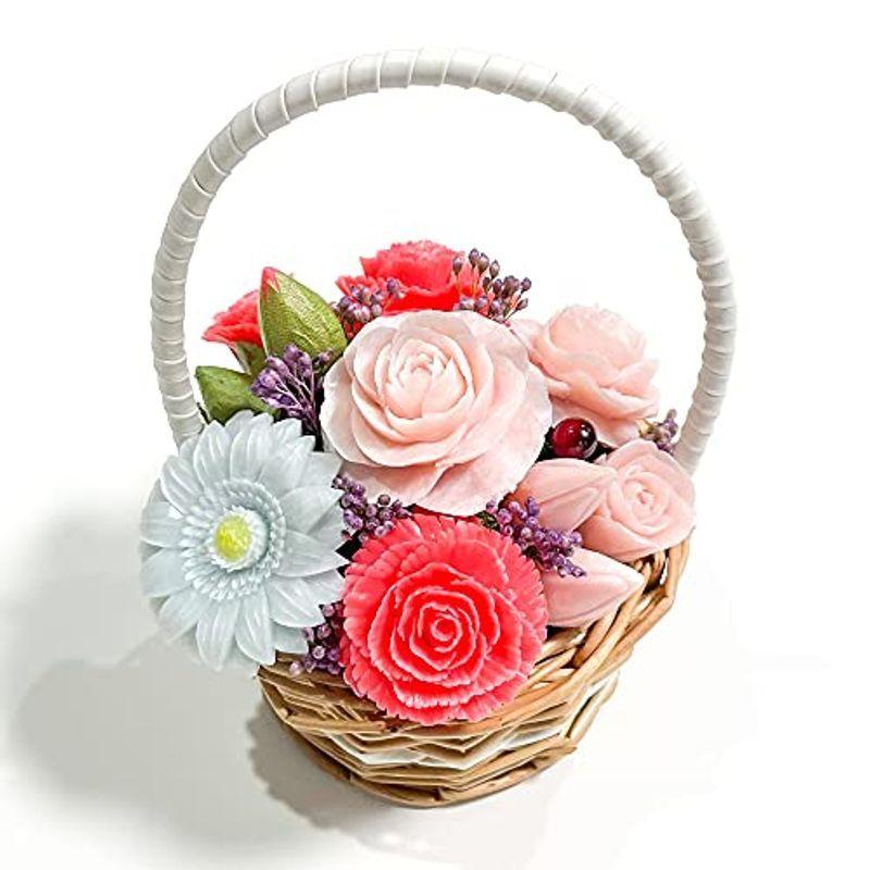 円 愛用 Lulu 039 S ルルズ ソープカービングの花カゴ ソープフラワー アーティフィシャルフラワー サイズ 幅約13cm 奥行約13cm 高さ約17
