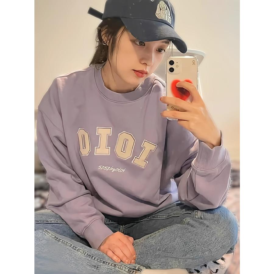 5252 by OiOi 50％OFF 韓国ブランド フロントアプリケフチ刺繍ロゴ裏毛