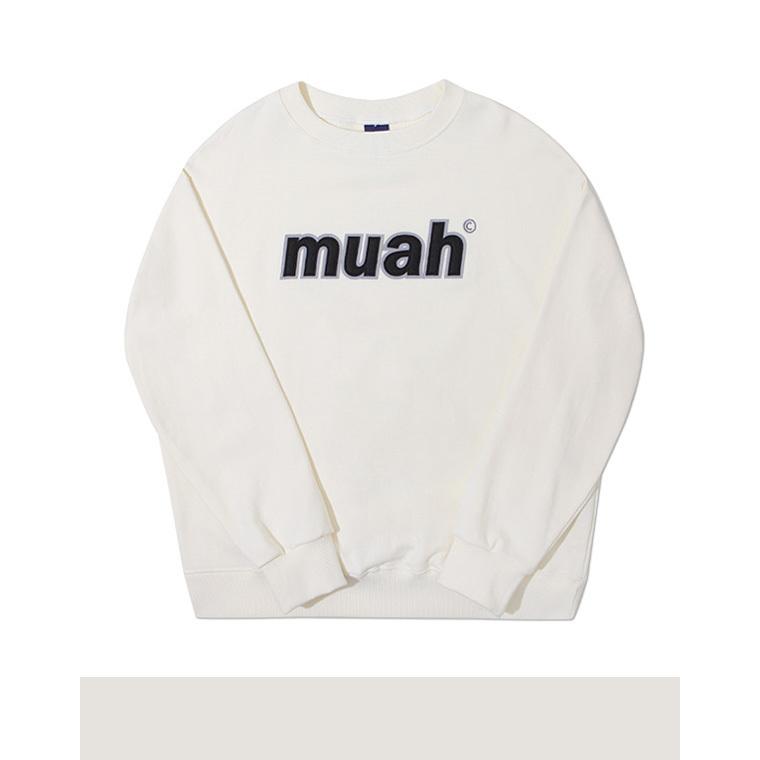 クルースエット1番人気   20%OFF  muah muah ムーアムーア SIGNATURE COMBI LOGO  SWEAT 韓国ブランド正規商品 スウェット裏毛クルー　送料無料｜abettor-select｜05