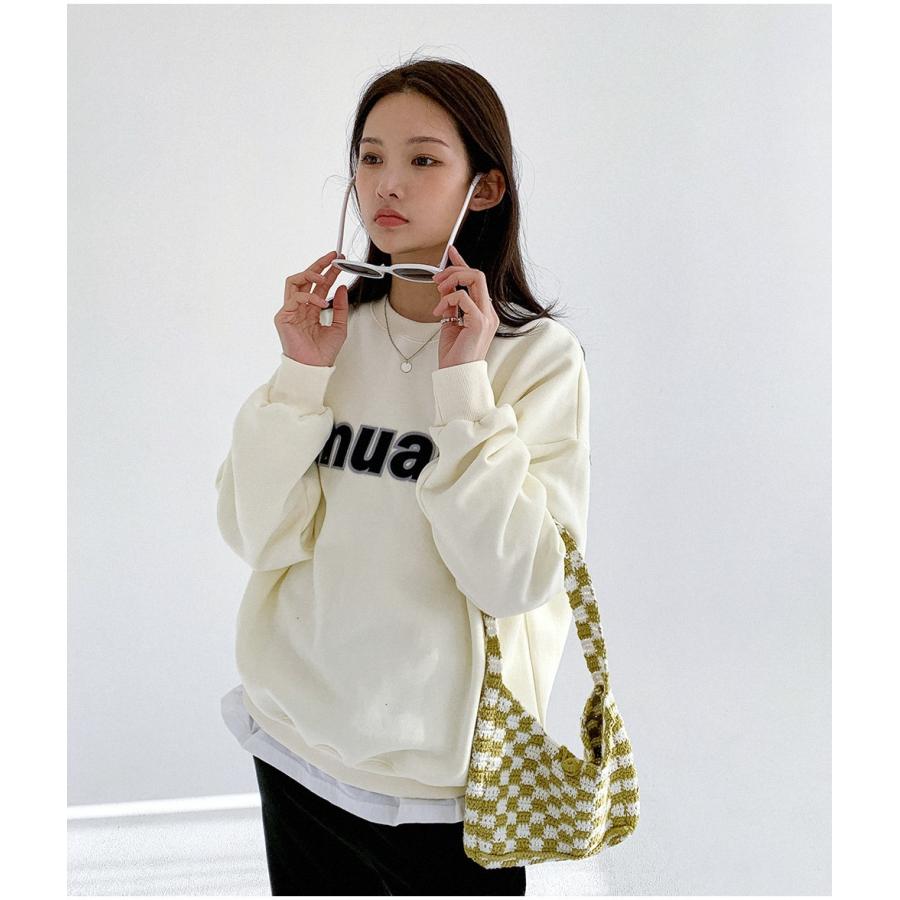 クルースエット1番人気   20%OFF  muah muah ムーアムーア SIGNATURE COMBI LOGO  SWEAT 韓国ブランド正規商品 スウェット裏毛クルー　送料無料｜abettor-select｜19