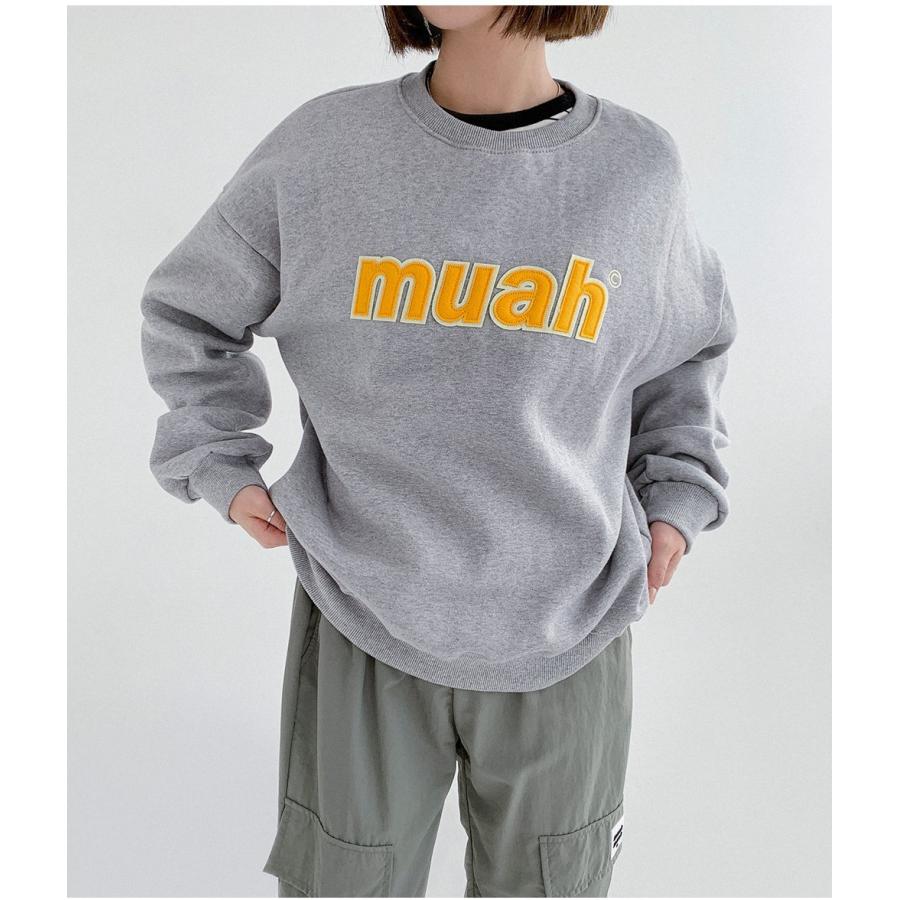 クルースエット1番人気   20%OFF  muah muah ムーアムーア SIGNATURE COMBI LOGO  SWEAT 韓国ブランド正規商品 スウェット裏毛クルー　送料無料｜abettor-select｜21